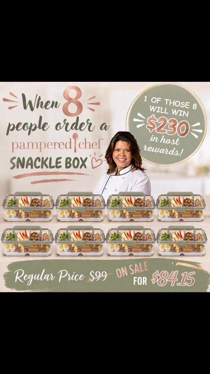 🎉 Oh my goodness… I am SO excited about this one! 🎉

When 8 people grab a Snackle Box, one lucky person will WIN all the host rewards! 🙌

That means approximately 💕 $230 in FREE Pampered Chef products PLUS host discounts! 🛍️

And here’s the best part… the Snackle Box is ON SALE right now, making this an even sweeter deal! ✨

🍎🥨 That’s a 1 in 8 chance of winning a shopping spree! Those are pretty amazing odds if you ask me!

Check the comments for the link, or comment SNACKLE below and I’ll happily send you the details! 😊💕