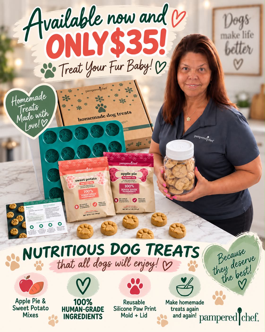 🐾 WELL…THIS ONE IS A HIT! 🐶❤️

And now I have an even SWEETER reason to grab one! 😍

For every $35 Homemade Dog Treat Set ordered, I’ll personally donate $5 to “Pawfect Life Rescue” to help pups in need. 🐾❤️

Spoil YOUR fur baby with homemade treats while helping another pup at the same time. How PAWFECT is that?! 🥹🐶

👀 Want to peek at the set?
Check out the Homemade Dog Treat Gift Set here⁠￼: https://www.pamperedchef.com/shop/New+and+Now/New/Homemade+Dog+Treat+Gift+Set+NA/101681

🐾 Raise a PAW below if you want one! I’ll send you the special link to order so your purchase counts toward my donation. ❤️

And have an animal rescue or organization close to your heart? We can turn this into a FUNdraiser for them, too! 🐾💕
highlight