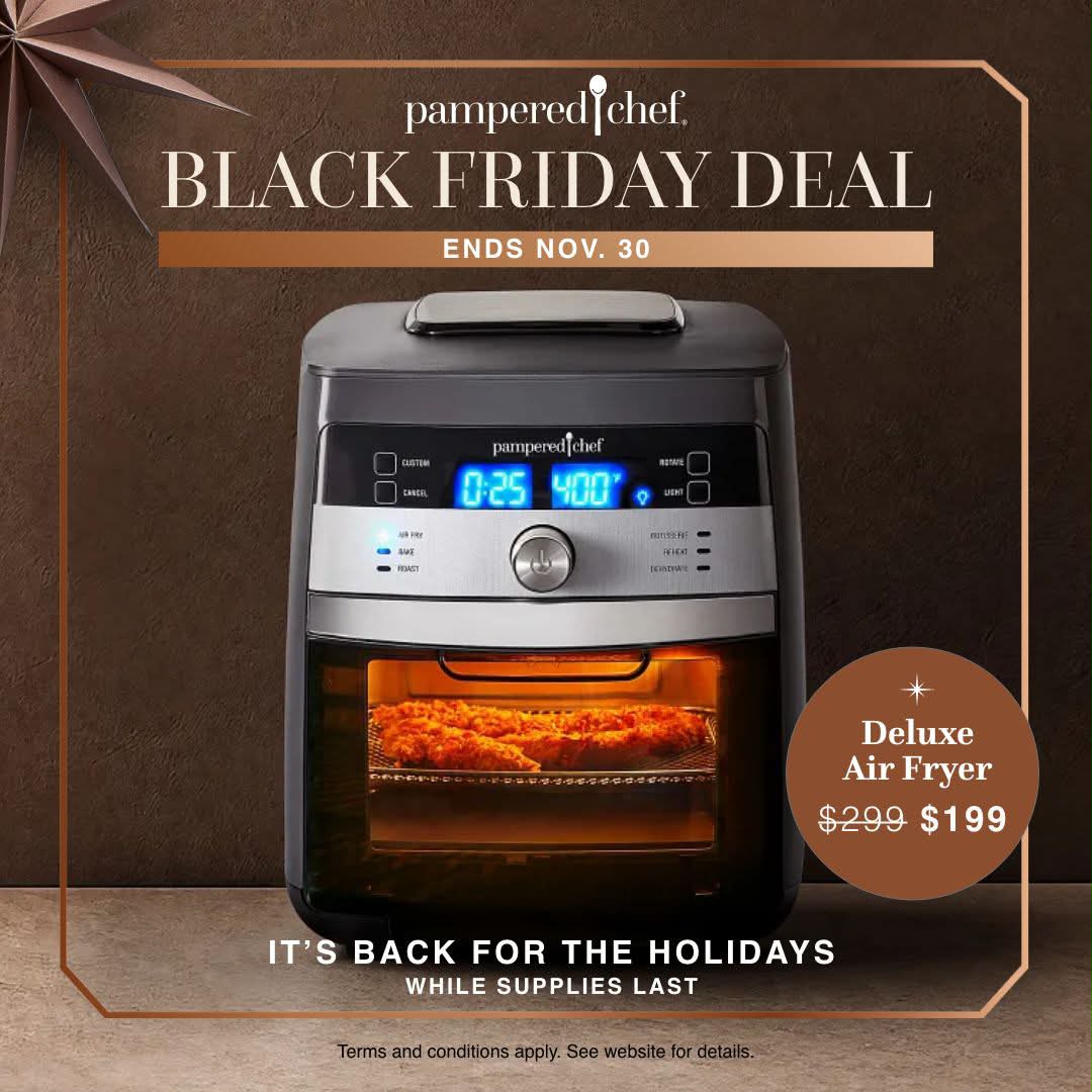 🚨🔥 WAIT…IT’S BACK AFTER 2 YEARS?! 🔥🚨

My FAVORITE Pampered Chef Deluxe Air Fryer is BACK for Black Friday!! 🥳😍

And you have TWO ways to snag yours!

🛍️ BUY IT for $199 (Reg. $299!)

🎁 OR GET IT for just $99 when you share a shopping link and collect $250 in orders!

PLUS, earn a FREE Glazed Round Stone AND $25 shopping credit! 🎉

💕 You share the link, I’ll do the rest!

⏰ Ends Nov. 30 or while supplies last!

👇 WHO WANTS THE DETAILS?!

Comment AIR FRYER below! 🙋‍♀️💕
highlight
